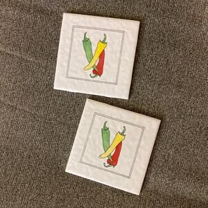 Chili Pepper Mayan Daltile RARE 2 pieces Textured Green Red Yellow Peppers VNTG